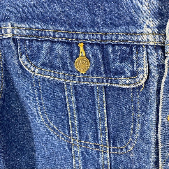 Vintage Lee Trucker Jean Jacket Zig Zag Stitch #153438 SZ S - Picture 10 of 15